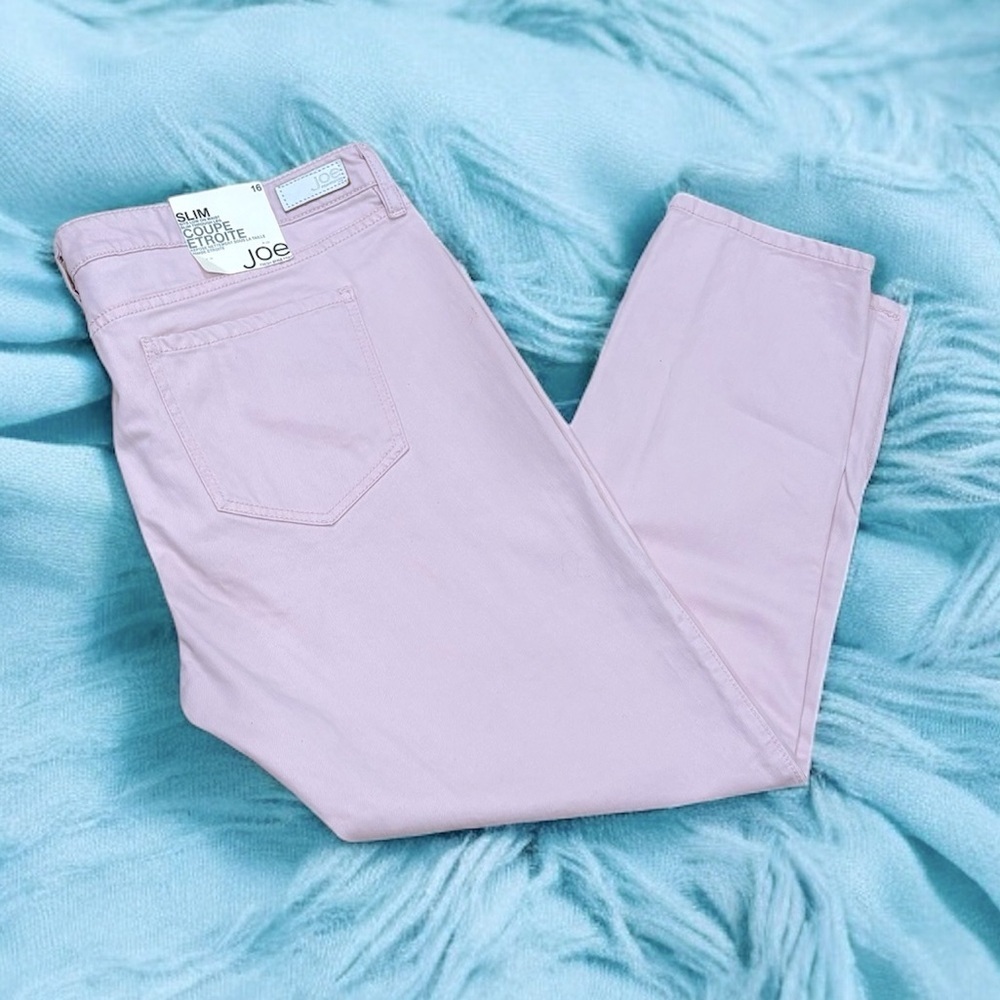 NWT (16) JOE FRESH Dusty Pink Jeans Slim Ankle Zippers Denim Stretch - Size 16